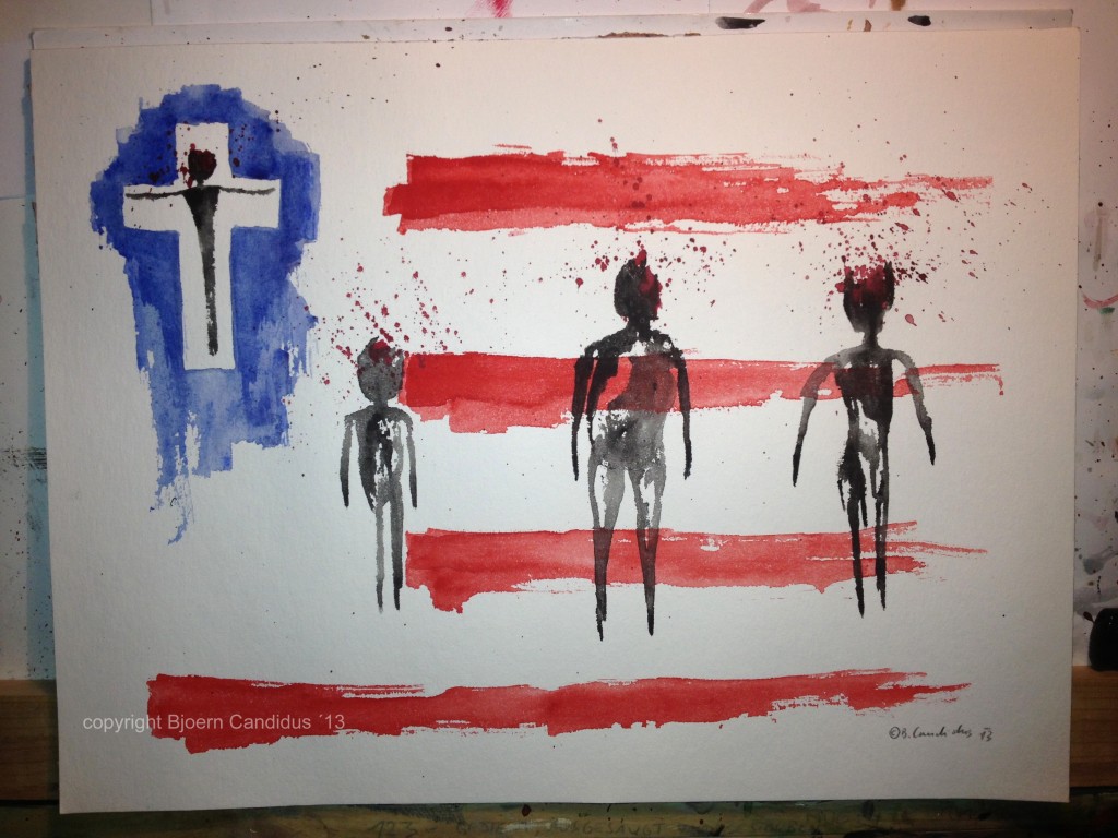 DIE AMERIKANISCHE FAMILIE / Aquarell auf Papier / 30x40cm / 2013 / sold