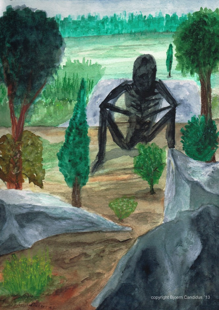 ER ÜBERLEGT / Aquarell auf Papier / 21 x 29,7cm / 2013