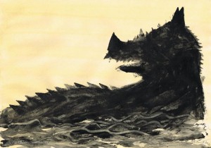 DER BLAUE DRACHE / Acryl auf Papier / 29,7 x 42,0 cm / 2015