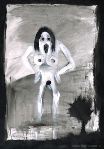 GROSSE WÜTENDE FRAU / Acryl auf Papier / 42,0 x 29,7cm / 2015