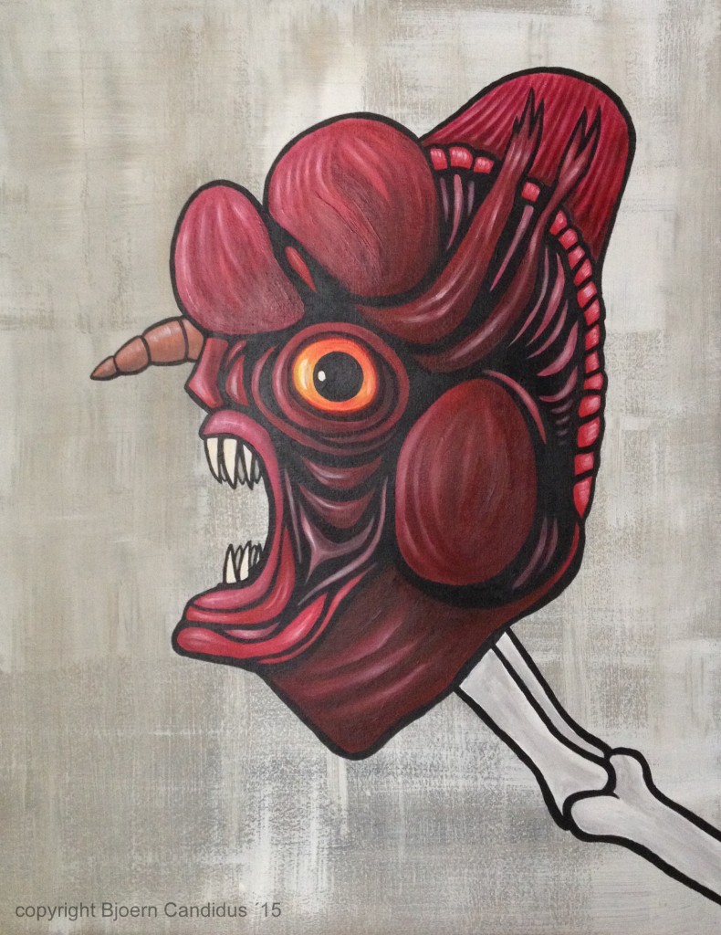 DER BAUCHREDNER / Acryl auf Papier / 64,0 x 50,0 cm / 2015