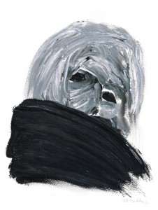 DAS ALTE WEIB BLICKT ZURÜCK / Acryl auf Papier / 32,0 x 24,0 cm / 2015