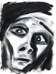 FREMDER IN DER NACHT (1) / Acryl auf Papier / 32,0 x 24,0 cm / 2015