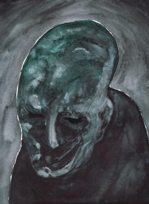 DER AVATAR STIRBT / Aquarell auf Papier / 40 x 30 cm / 2018