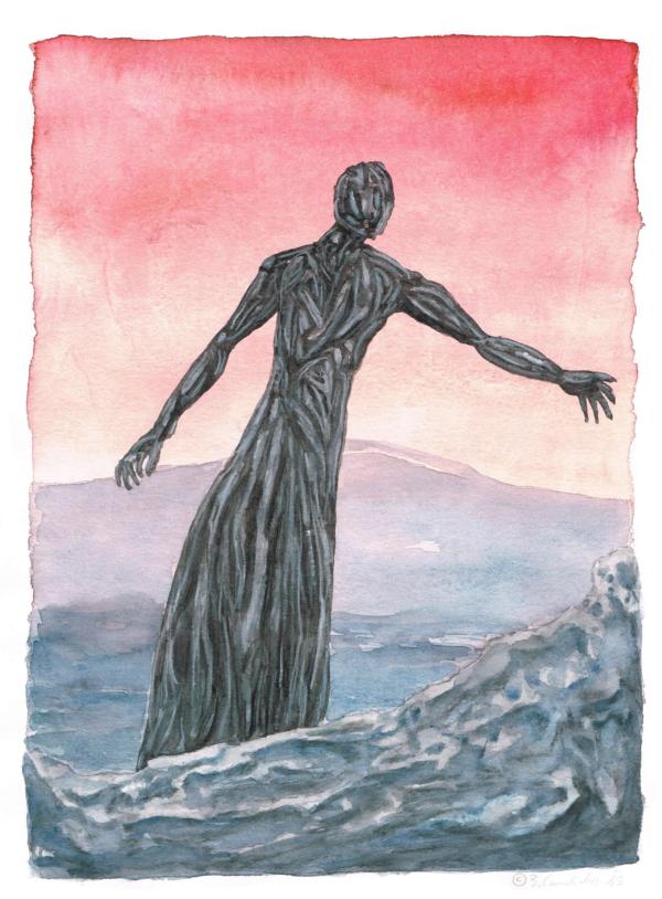 DER FREMDENFÜHRER VON HYPERBOREA / Aquarell auf Papier / 40 x 30 cm / 2019