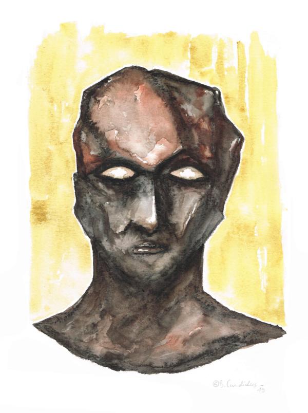 DER TELEPATH / Aquarell auf Papier / 40 x 30 cm / 2019