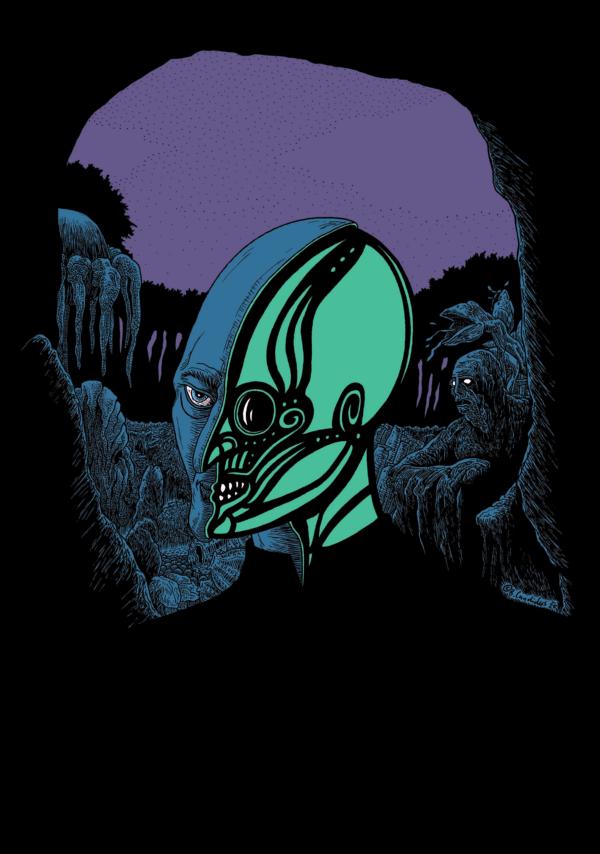 Bjoern Candidus
WELTENFORSCHER (Farb-Version) 
Zeichung, digital bearbeitet 
2020