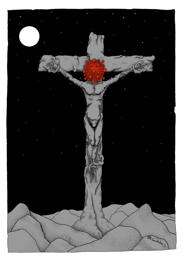 Bjoern Candidus
CORONA VON NAZARETH (Colorierte Version
Zeichnung, digital bearbeitet 
2020