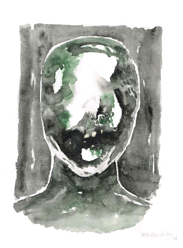 Bjoern Candidus
GESICHT VERLOREN 
Aquarell auf Papier / 40 x 30 cm
2020