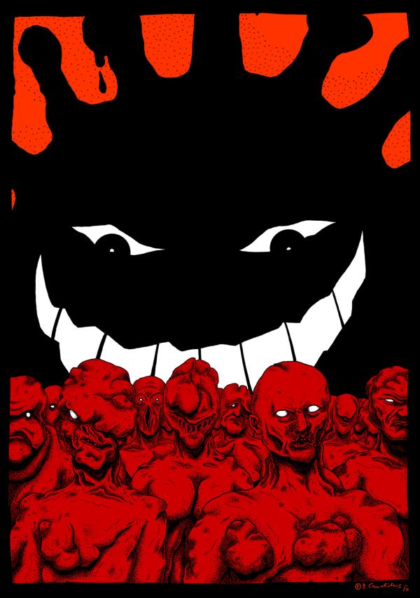 Bjoern Candidus
CORONAS SCHÄFCHEN (Colorierte Version)
Zeichnung, digital bearbeitet 
2020