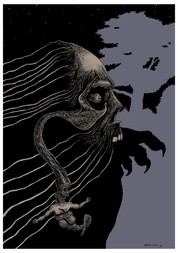 Bjoern Candidus 
MUTTER DER NACHT (Colorierte Version) 
Zeichnung, digital bearbeitet 
2020