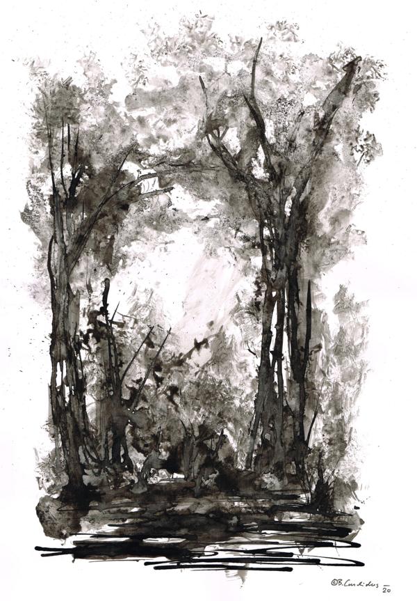 Bjoern Candidus
SPAZIERGANG
Tusche und Aquarell auf Papier 
40 x 30 cm 
2020