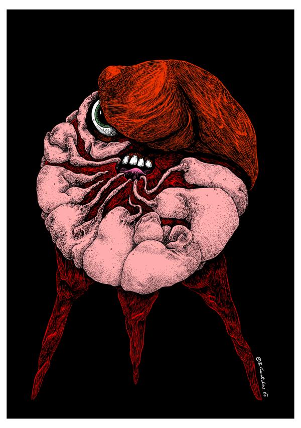 Bjoern Candidus 
DIE WUNDERSAME VERÄNDERUNG DER DAGMAR K. (Colorierte Version)
Zeichnung, digital bearbeitet
2020