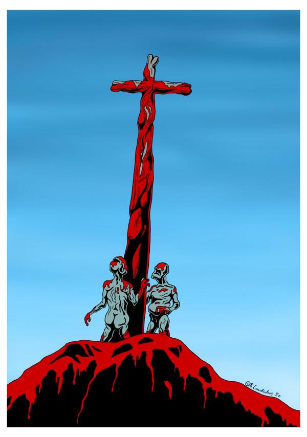 Bjoern Candidus 
GIPFELKREUZ 
Zeichnung, digital bearbeitet 
2020