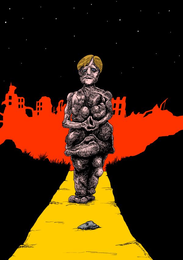 Bjoern Candidus
ES TUT MIR LEID oder DIE LETZTE 
TRÜMMERFRAU
Zeichnung, digital bearbeitet
2020