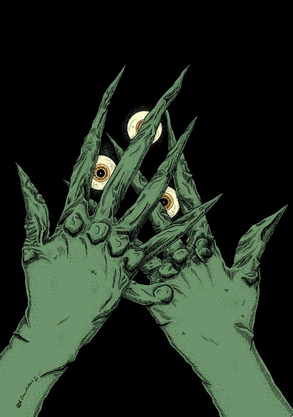 Bjoern Candidus - SELBSTSCHRECK / Zeichnung, digital bearbeitet / 2020