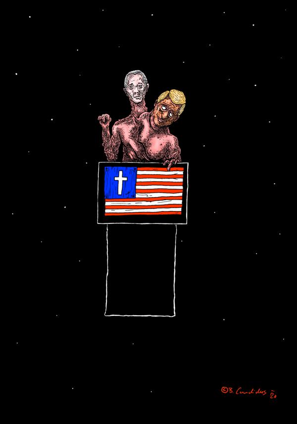 DIE BIDEN HABEN GEWONNEN / Zeichnung, digital bearbeitet / 2020