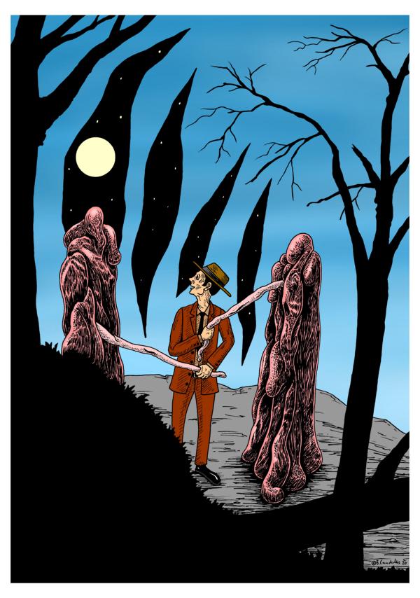 Bjoern Candidus - DIE SELTSAMEN VERKNÜPFUNGEN DES HERRN C. / Zeichnung, digital bearbeitet / 2020