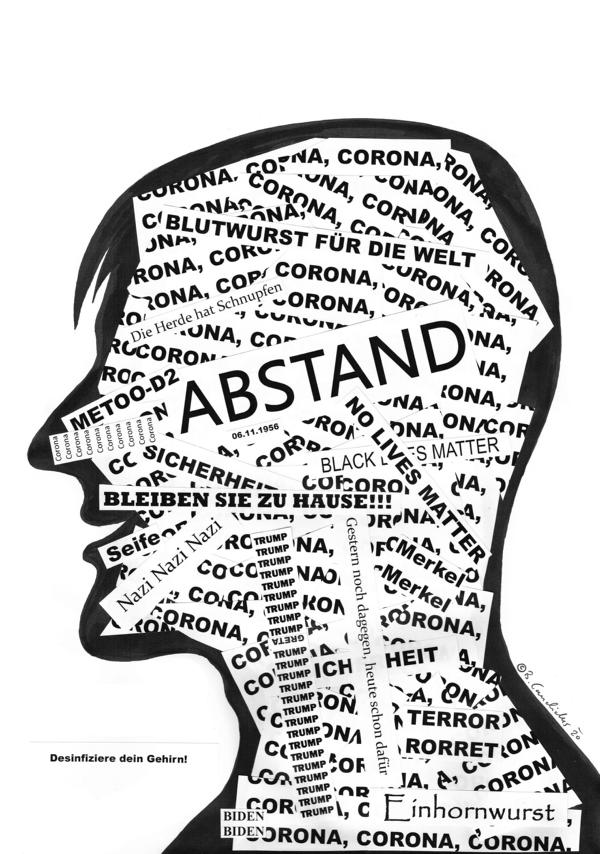 Bjoern Candidus - GESTERN, HEUTE, MORGEN (2020er-Version) / Collage auf Papier/ 29,7 cm x 42,0 cm / 2020