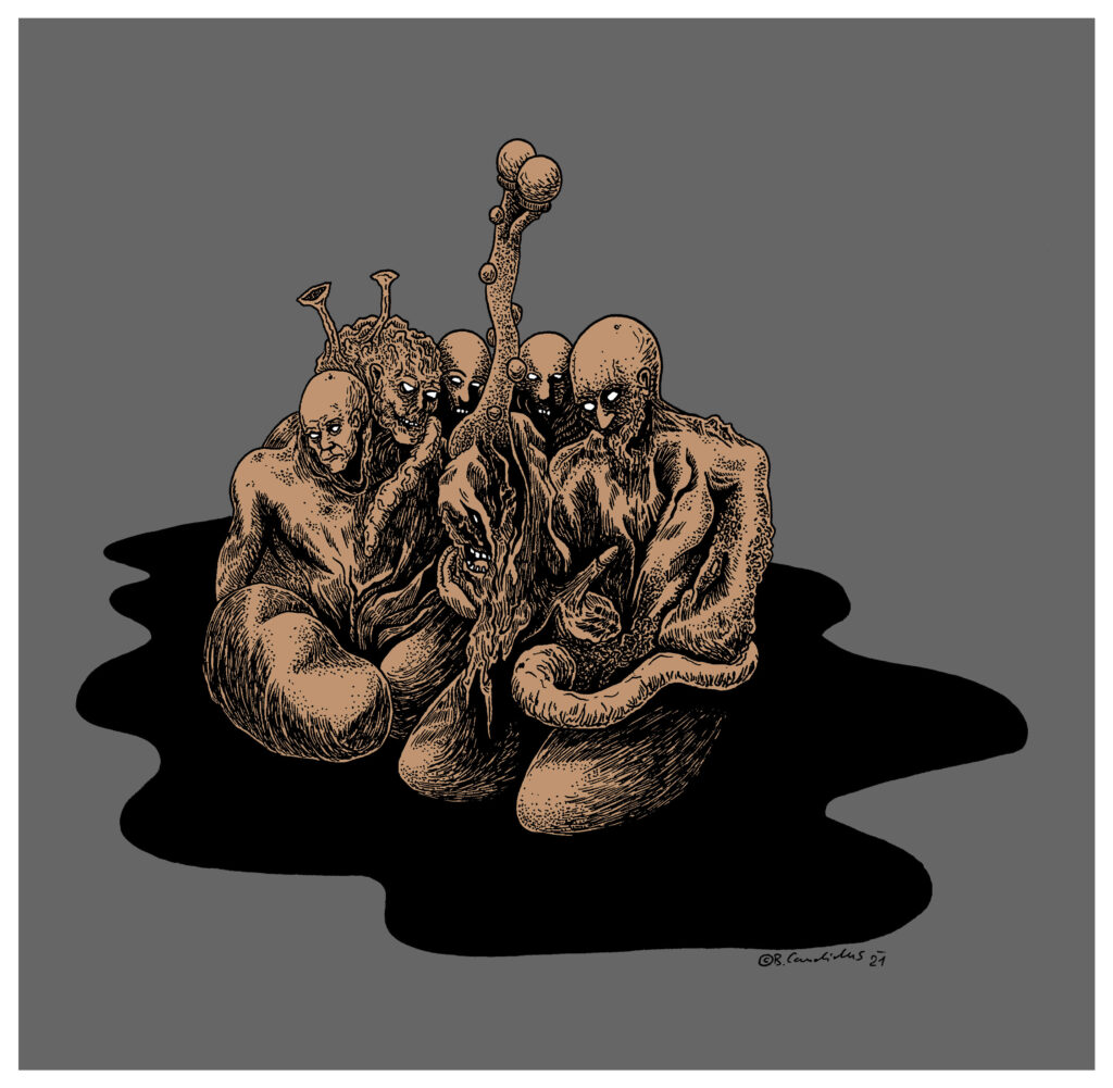 Bjoern Candidus - GEBURTSTAGSFEIER (Colorierte Version) / Zeichnung, digital bearbeitet / 2021