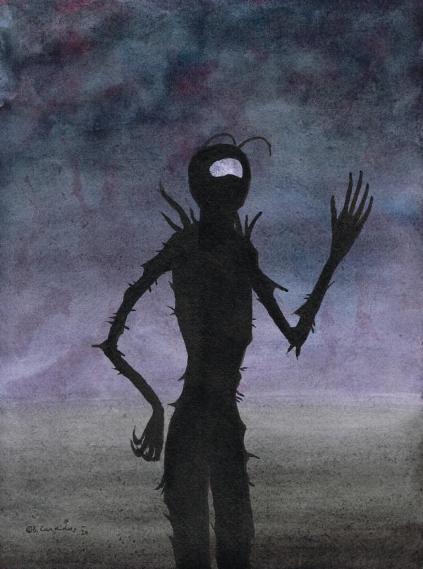 Bjoern Candidus
ES GRÜSST DER MERKURIANER / Aquarell und Tusche auf Papier / 32 x 24 cm / 2020