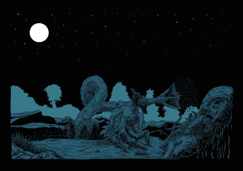 Bjoern Candidus 
GARTEN DES UNTERBEWUSSTEN (Farb-Version) / Zeichnung, digital bearbeitet / 2020